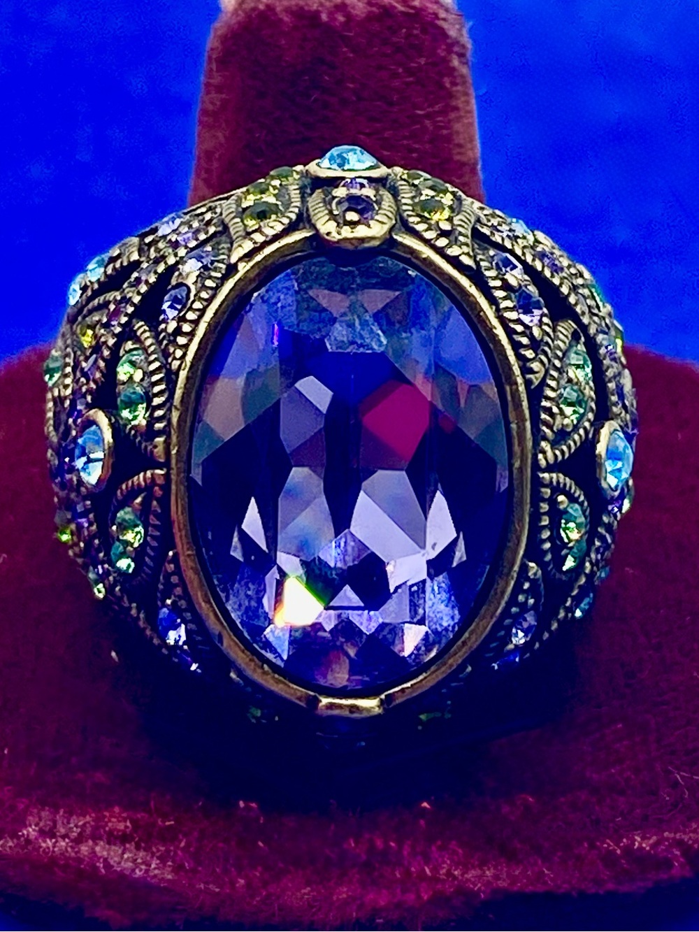 Heidi Daus “Delight in Tanzanite Swarovski Crystal Dome Ring